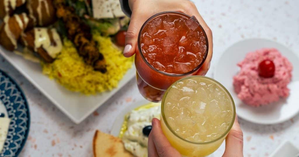 EPSA Greek Drinks with Souvlaki